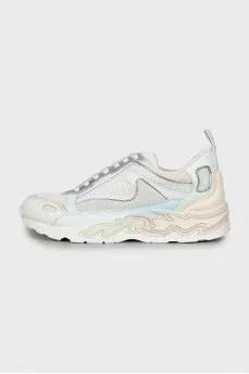 Leather sneakers with shiny inserts