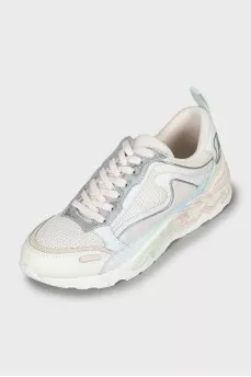 Leather sneakers with shiny inserts