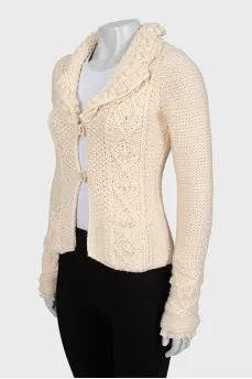 Textured cardigan with frills