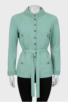Cashmere cardigan with tie
