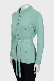 Cashmere cardigan with tie