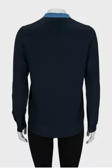 Blue silk blouse with a loose fit