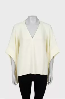 Beige V-neck blouse
