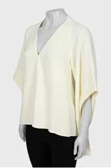 Beige V-neck blouse