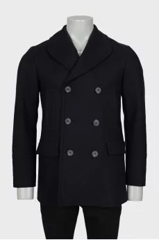 Men's double-breasted coat in blue