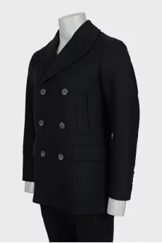 Men's double-breasted coat in blue