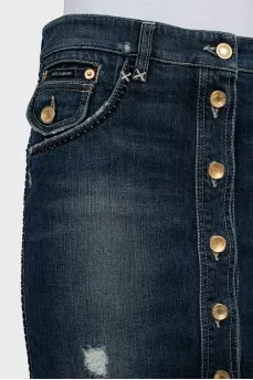 Denim skirt with patch pockets