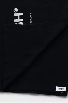 Black scarf with text print