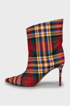 Textile ankle boots with high heels