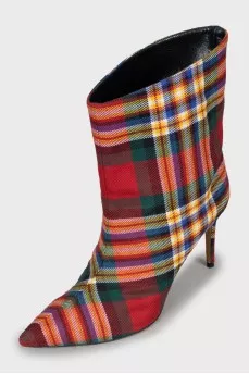 Textile ankle boots with high heels