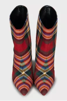 Textile ankle boots with high heels