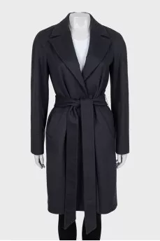 Wrap coat made of wool and cashmere