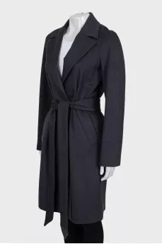 Wrap coat made of wool and cashmere
