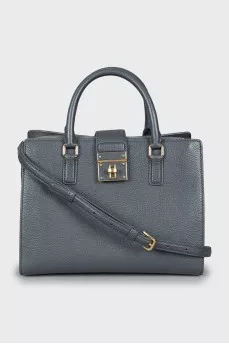 Grey leather crossbody bag