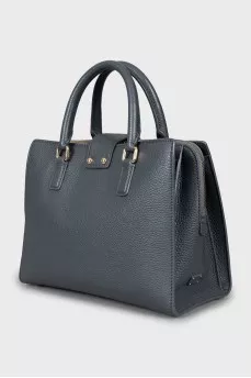 Grey leather crossbody bag