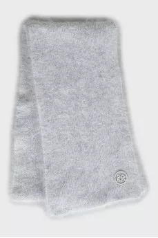 Gray scarf with long pile