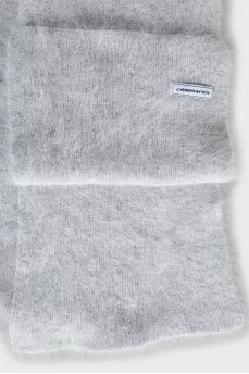 Gray scarf with long pile