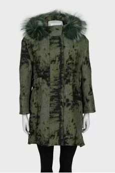 Шерстяная парка с мехом лисицы