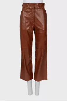 Cropped Leather Palazzo Pants