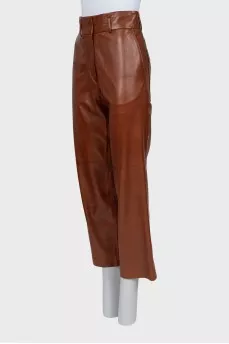 Cropped Leather Palazzo Pants