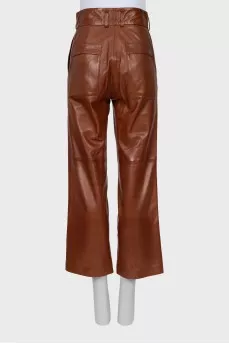 Cropped Leather Palazzo Pants