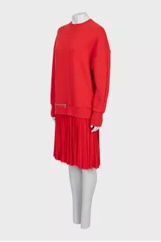 Sweatshirt dress with pleated hem