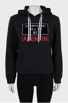Straight cut hoodie with text print