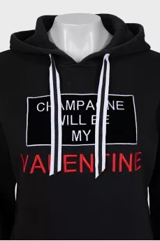 Straight cut hoodie with text print