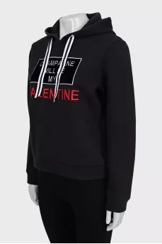 Straight cut hoodie with text print