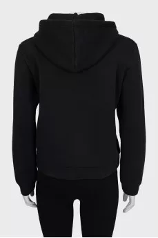 Straight cut hoodie with text print