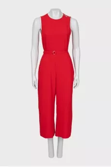 Red jumpsuit with belt