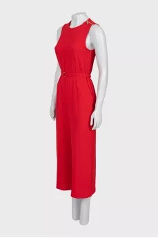 Red jumpsuit with belt