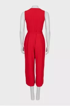 Red jumpsuit with belt