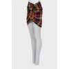 Checkered print skirt with draping