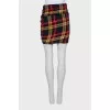 Checkered print skirt with draping