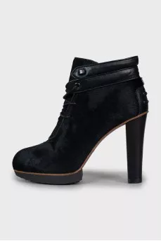 Pony skin ankle boots with high heels