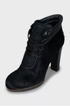 Pony skin ankle boots with high heels