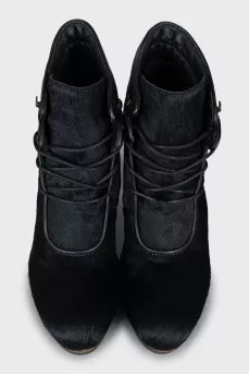 Pony skin ankle boots with high heels