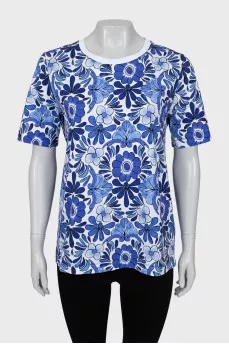 Straight T-shirt with floral print