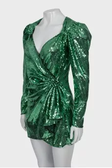 Green dress embroidered with sequins