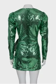 Green dress embroidered with sequins