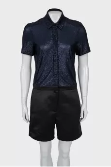 Blue jumpsuit with short sleeves