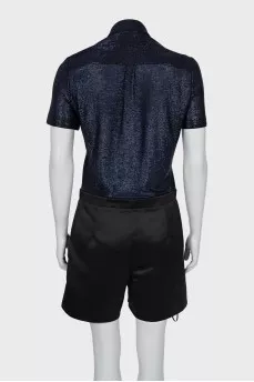 Blue jumpsuit with short sleeves