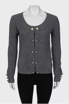 Серый кардиган декорированный пуговицами