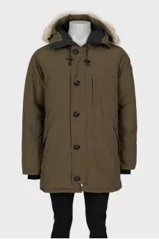 Men's Khaki Parka with Fur