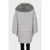 Gray down jacket with removable fur