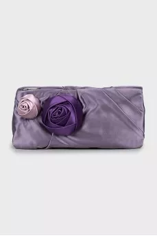 Textile clutch decorated with flowers