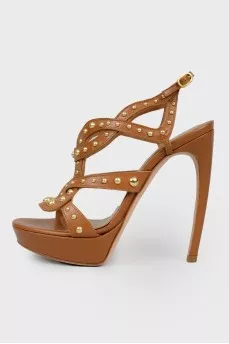 Brown stiletto sandals