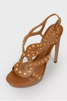 Brown stiletto sandals