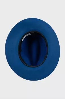 Blue hat with removable decoration